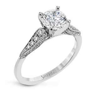 Simon G. 18 Karat White Gold Engagement Ring With Round Created Diamond