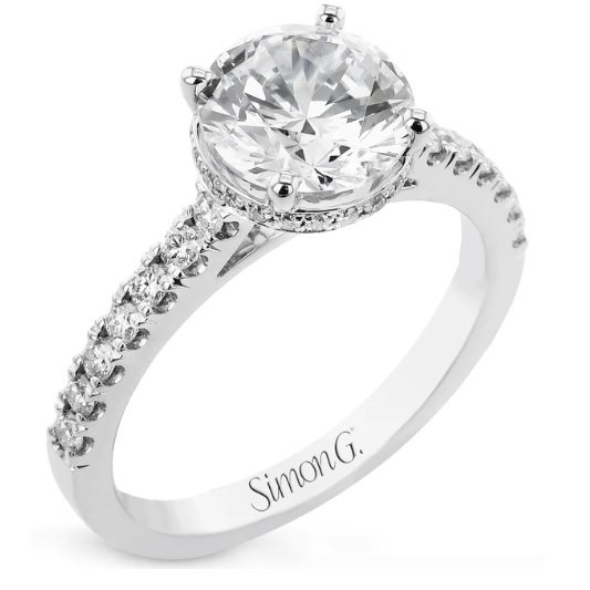 Simon G. 18 Karat White Gold Engagement Ring With Round Created Diamond