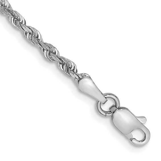 14 karat white gold diamond-cut rope bracelet. 7 inches.