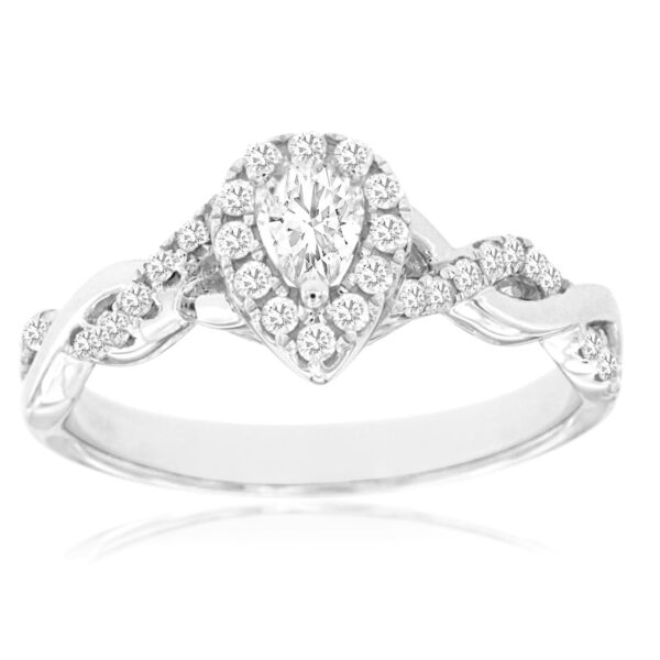 14 Karat White Gold Pear Diamond Engagement Ring