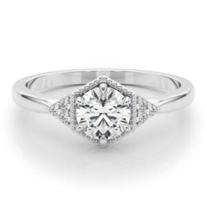 14 Karat White Gold Engagement Ring With Created Diamond