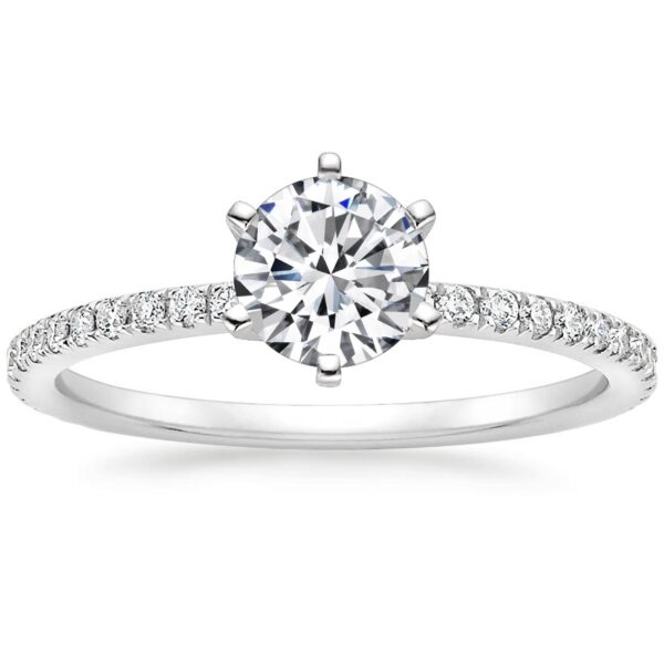 14 Karat White Gold Engagement Ring With Created Diamond