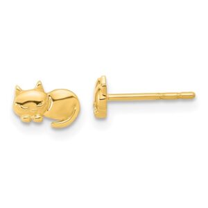 14 karat yellow gold cat post earrings.