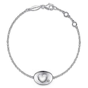 Gabriel & Co. Silver Bracelet With Diamond Cutout Heart Charm