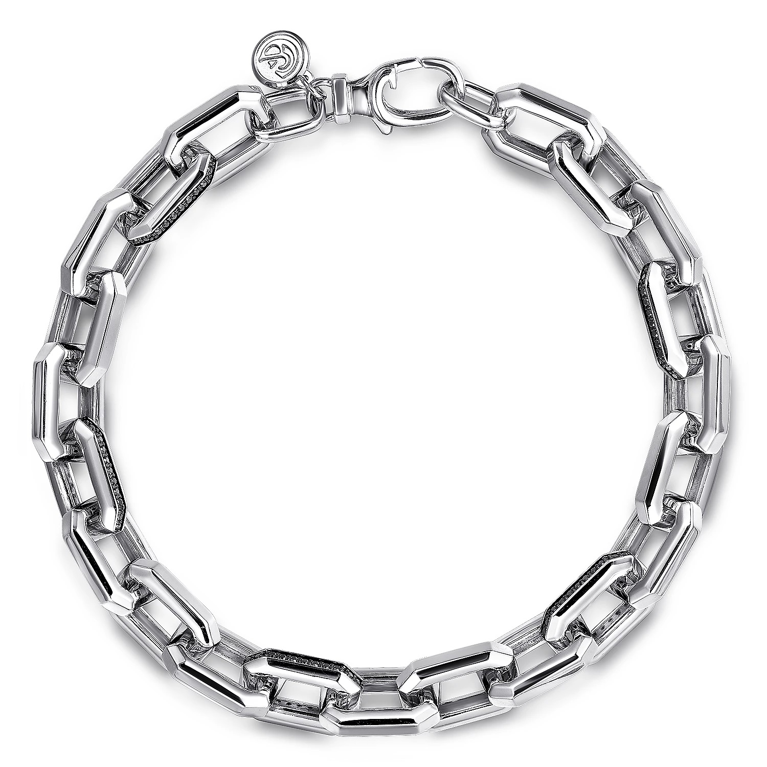 Gabriel & Co. Men’s Silver Chain Black Spinel Bracelet - Charisma Jewelers