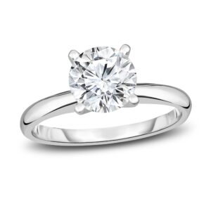 14 Karat White Gold Created Diamond Solitaire Engagement Ring