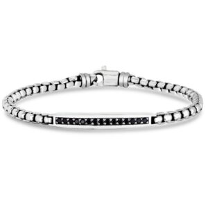Men’s sterling silver black spinel bracelet. 8.25 inches