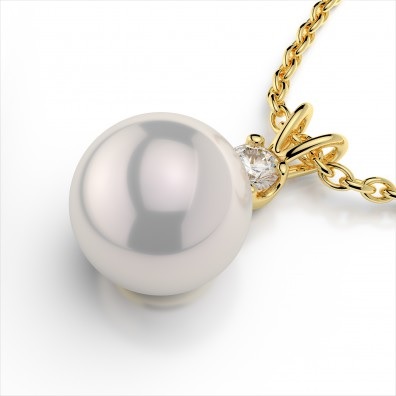 14 Karat Pearl and Diamond Necklace