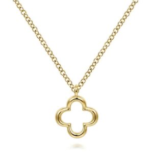 14 karat yellow gold clover pendant by Gabriel & Co.