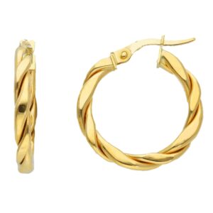 14 karat yellow gold hoop earrings. MADE IN ITALY.