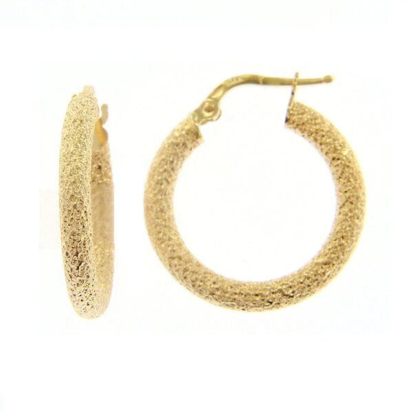 14 karat yellow gold hoop earrings. MADE IN ITALY.