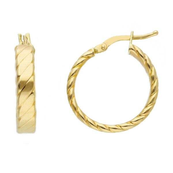 14 karat yellow gold hoop earrings. MADE IN ITALY.