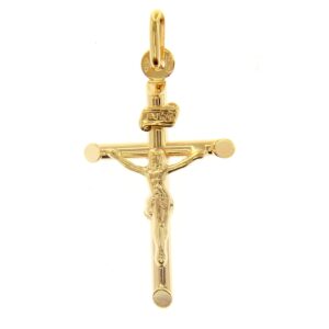 9 karat yellow gold crucifix pendant. MADE IN ITALY.