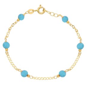 18 karat yellow gold bracelet with turquoise stones. 15.5 cm. MADE IN ITALY.