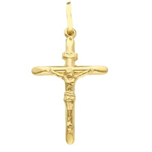 18 karat yellow gold crucifix pendant. MADE IN ITALY.