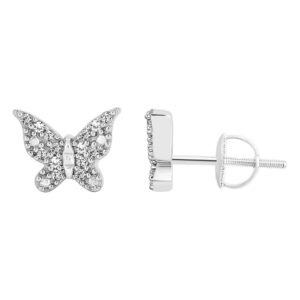 10 Karat White Gold Butterfly Diamond Earrings