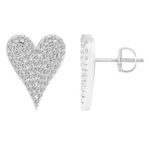 10 Karat White Gold Heart Diamond Earrings