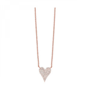 10kt Rose Gold Diamond Heart Necklace