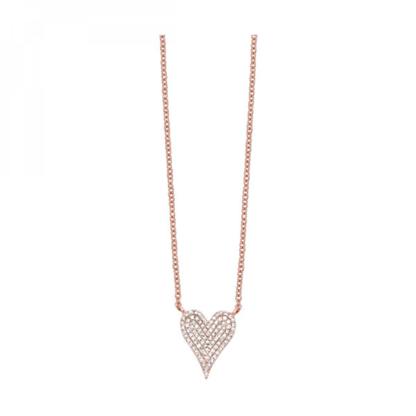 10kt Rose Gold Diamond Heart Necklace