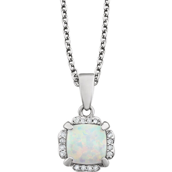 14kt White Gold Opal Pendant