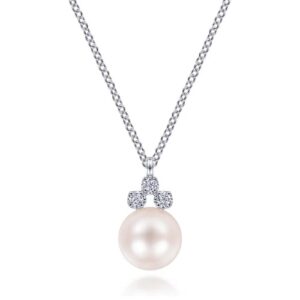Gabriel & Co. Pearl and Diamond Necklace