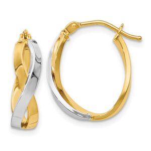 14 karat white and yellow gold hoop earrings