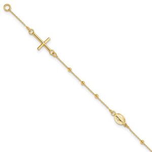 14 karat yellow gold cross rosary bracelet.
