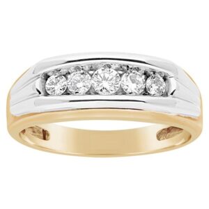 14 Karat Two-Tone Gold Diamond Channel Set Band