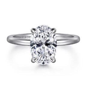 Gabriel & Co. Hidden Halo Engagement Ring With Oval Newborn Created Diamond