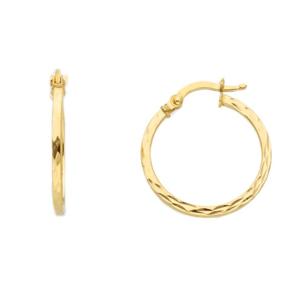 14 karat yellow gold hoop earrings. MADE IN ITALY.