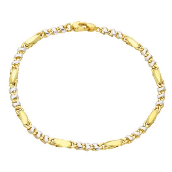 18 karat white and yellow gold bracelet. 8.27 inches (21 cm). MADE IN ITALY.