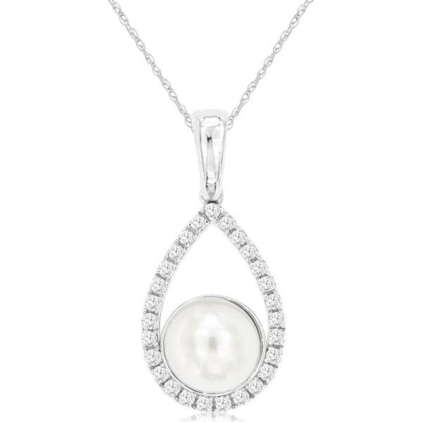 14 Karat Pearl and Diamond Pendant