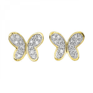 10 Karat Yellow Gold Diamond Butterfly Earrings