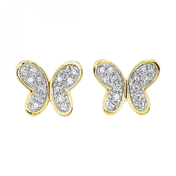 10 Karat Yellow Gold Diamond Butterfly Earrings