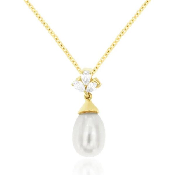 14 Karat Pearl and Diamond Pendant