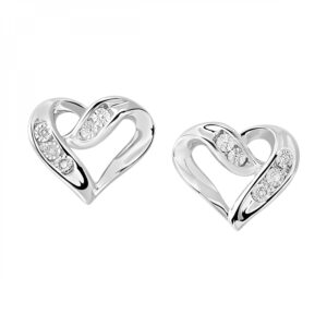 Sterling Silver Diamond Heart Earrings