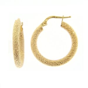 14 Karat Yellow Gold Hoop Earrings. Made In Italy