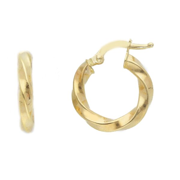 14 karat yellow gold hoop earrings. MADE IN ITALY.