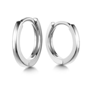 14 karat white gold hoop earrings.