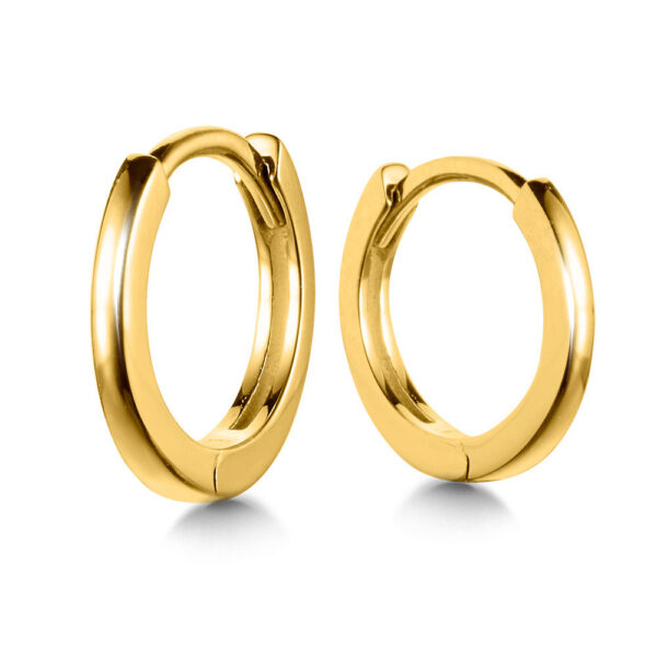 14 karat yellow gold hoop earrings.