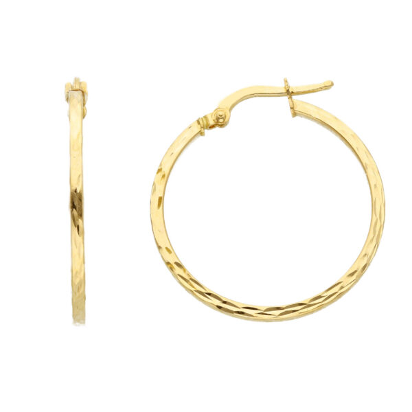 14 karat yellow gold hoop earrings. MADE IN ITALY.