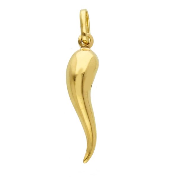 9 karat yellow gold Italian Horn pendant. MADE IN ITALY.