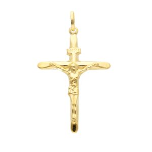 14 karat yellow gold crucifix pendant. MADE IN ITALY.