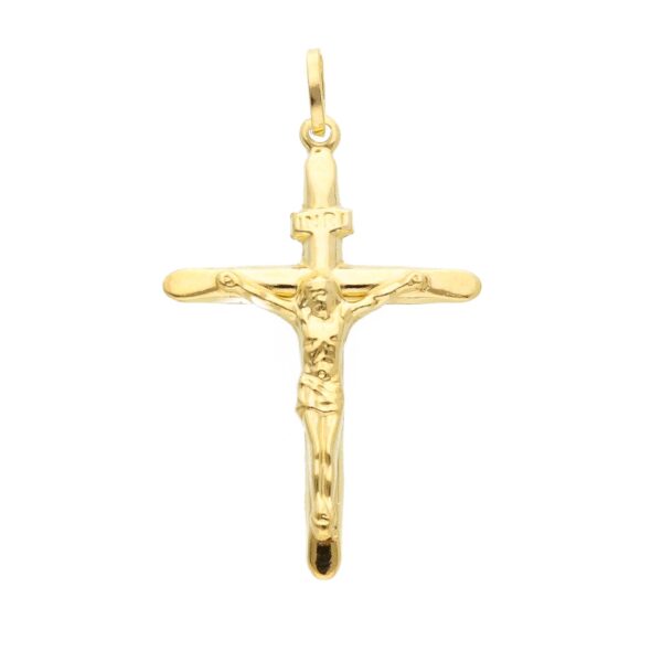 14 karat yellow gold crucifix pendant. MADE IN ITALY.