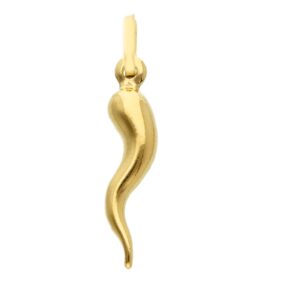 14 karat yellow gold Italian Horn pendant. MADE IN ITALY.