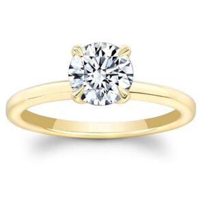 14 Karat Hidden Halo Engagement Ring With Newborn Created Diamond