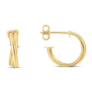 14 karat yellow gold hoop earrings.