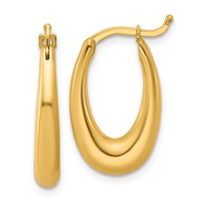 14 karat yellow gold oval hoop earrings.