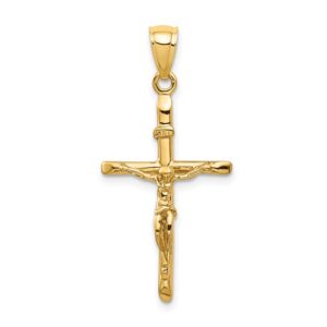 10 karat yellow gold crucifix pendant.