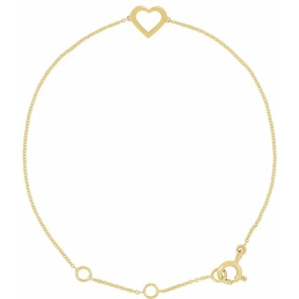 14 Karat Yellow Gold Heart Bracelet